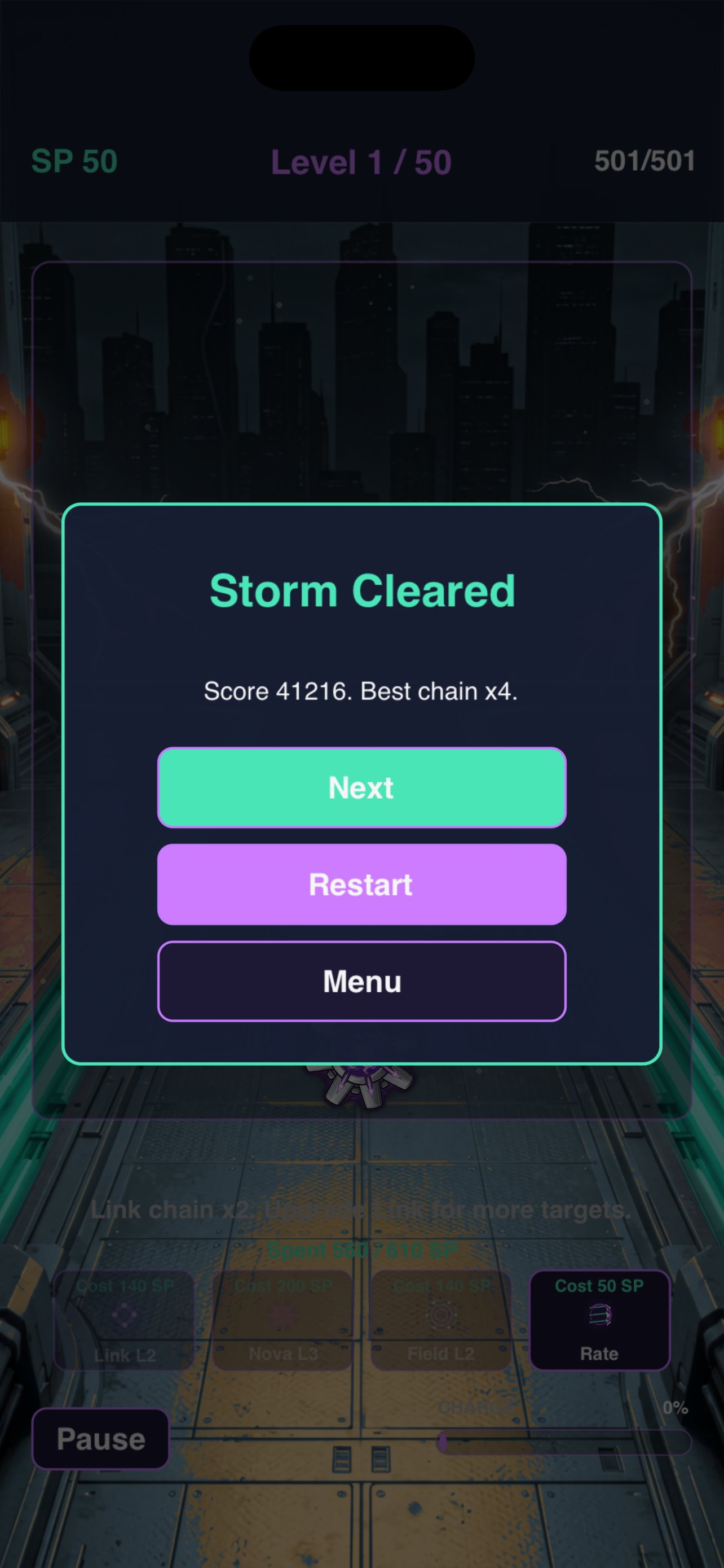 Storm cleared success screen
